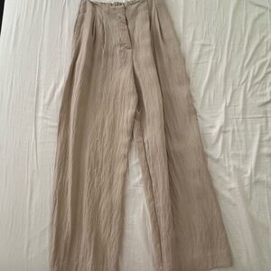 Beige Wide-Leg Pants